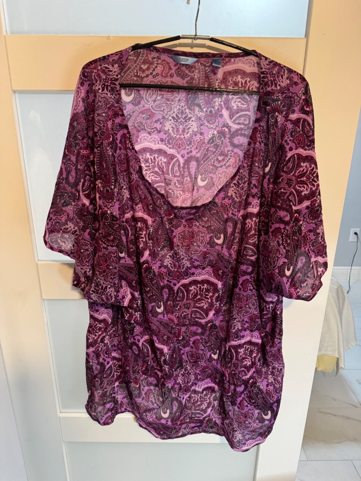 Izod Woman Sheer Paisley Kimono Blouse 2X                                  35-21