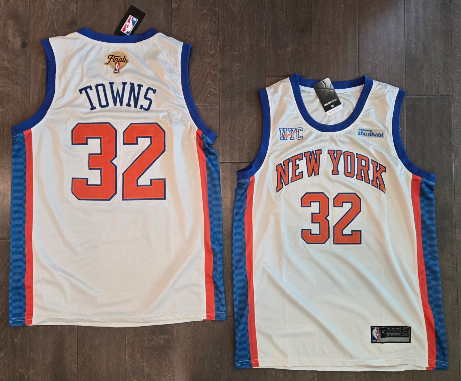 NYC Knicks #32 Karl-Anthony Towns Stitched Cream NBA Finals City Edition Jersey
