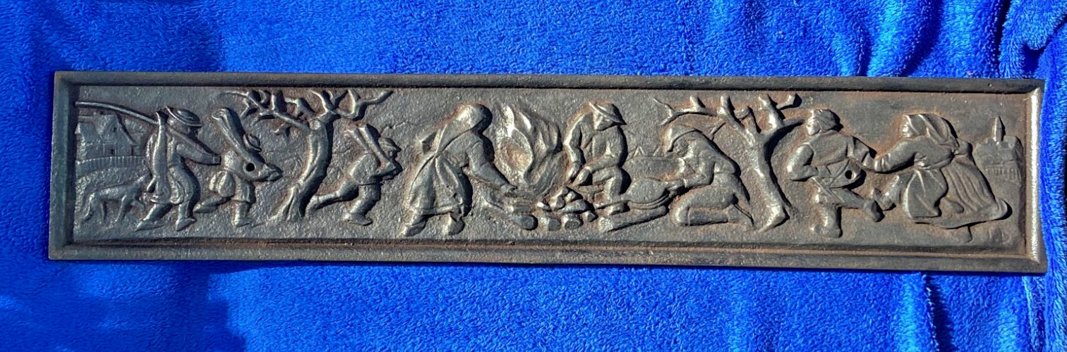 Antique cast iron bas-relief over fire plate, Fireplace Decor Antique cast iron bas-relief over fire plate, Fireplace Decor