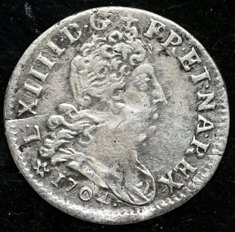 FRANCE. Louis XIV “The Sun King” 1643-1715. Silver 5S 5 Sols, 1704-BB, NGC XF FRANCE. Louis XIV “The Sun King” 1643-1715. Silver 5S 5 Sols, 1704-BB, NGC XF
