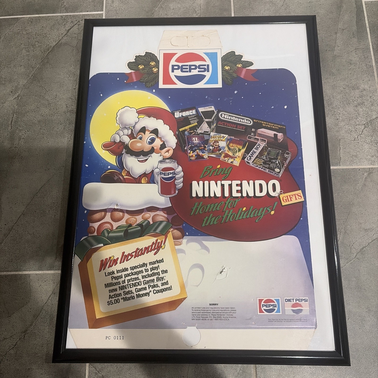 Nintendo NES Pepsi Cola Promotional Poster 1989 Framed 30x21.5” Gameboy Rare Nintendo NES Pepsi Cola Promotional Poster 1989 Framed 30x21.5” Gameboy Rare