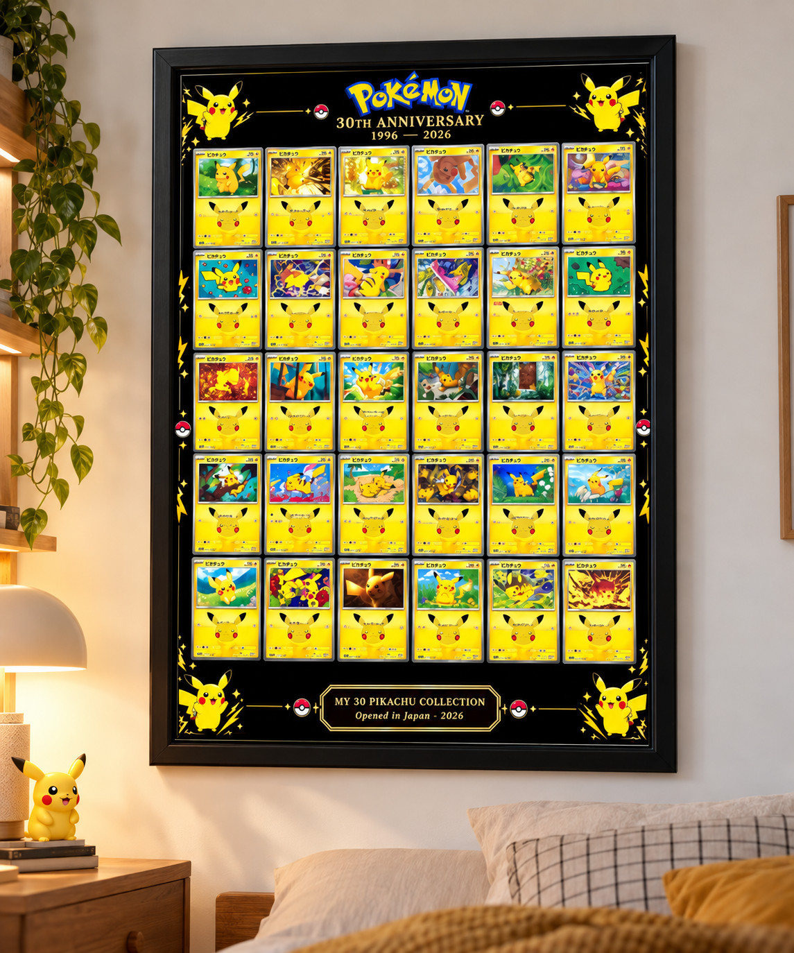 Retro Trading Card Collection Poster, Yellow Creature Wall Art, Vintage Gaming .