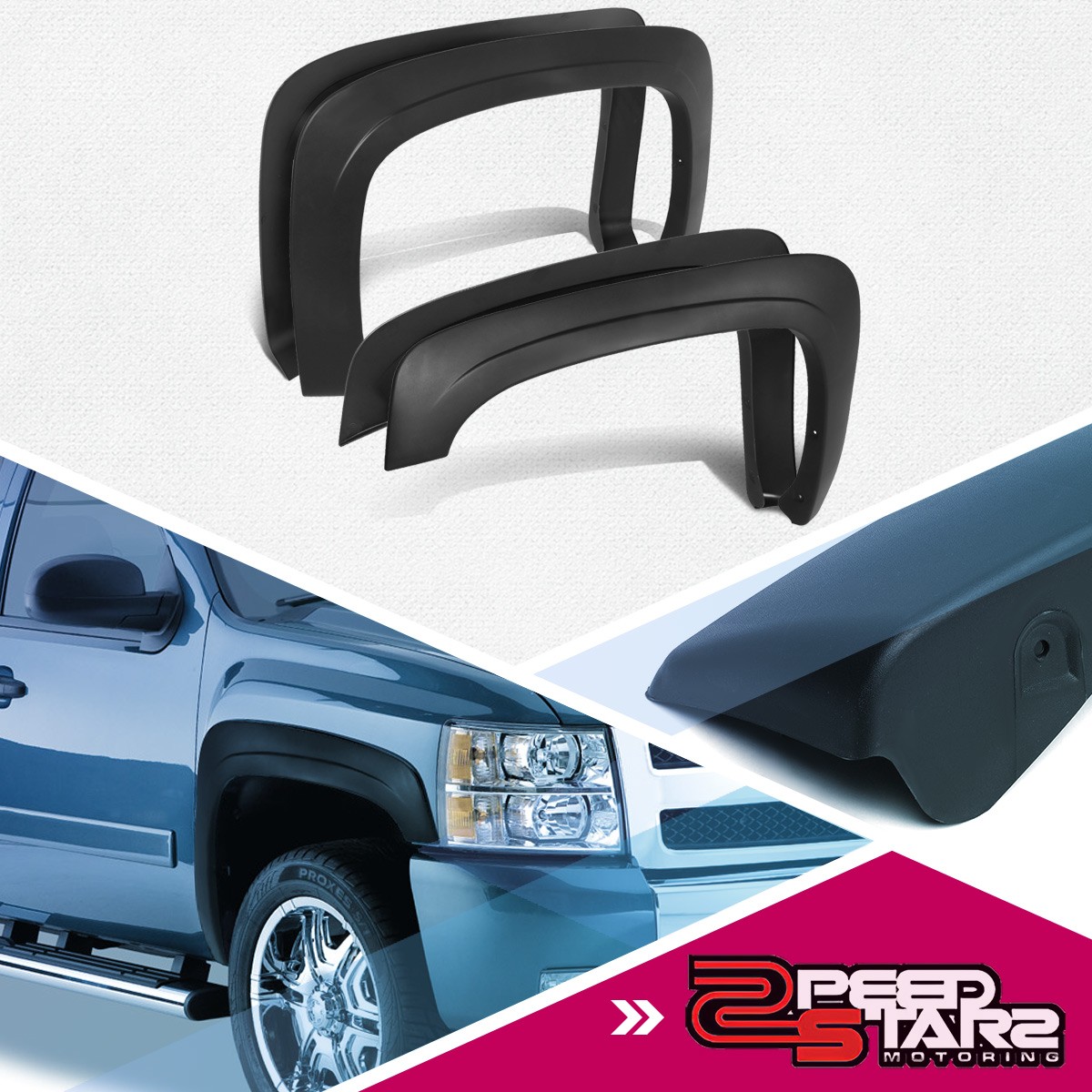 4PCS OE STYLE WHEEL FENDER FLARES SET FOR 2007-2014 CHEVY SILVERADO FLEETSIDE 4PCS OE STYLE WHEEL FENDER FLARES SET FOR 2007-2014 CHEVY SILVERADO FLEETSIDE