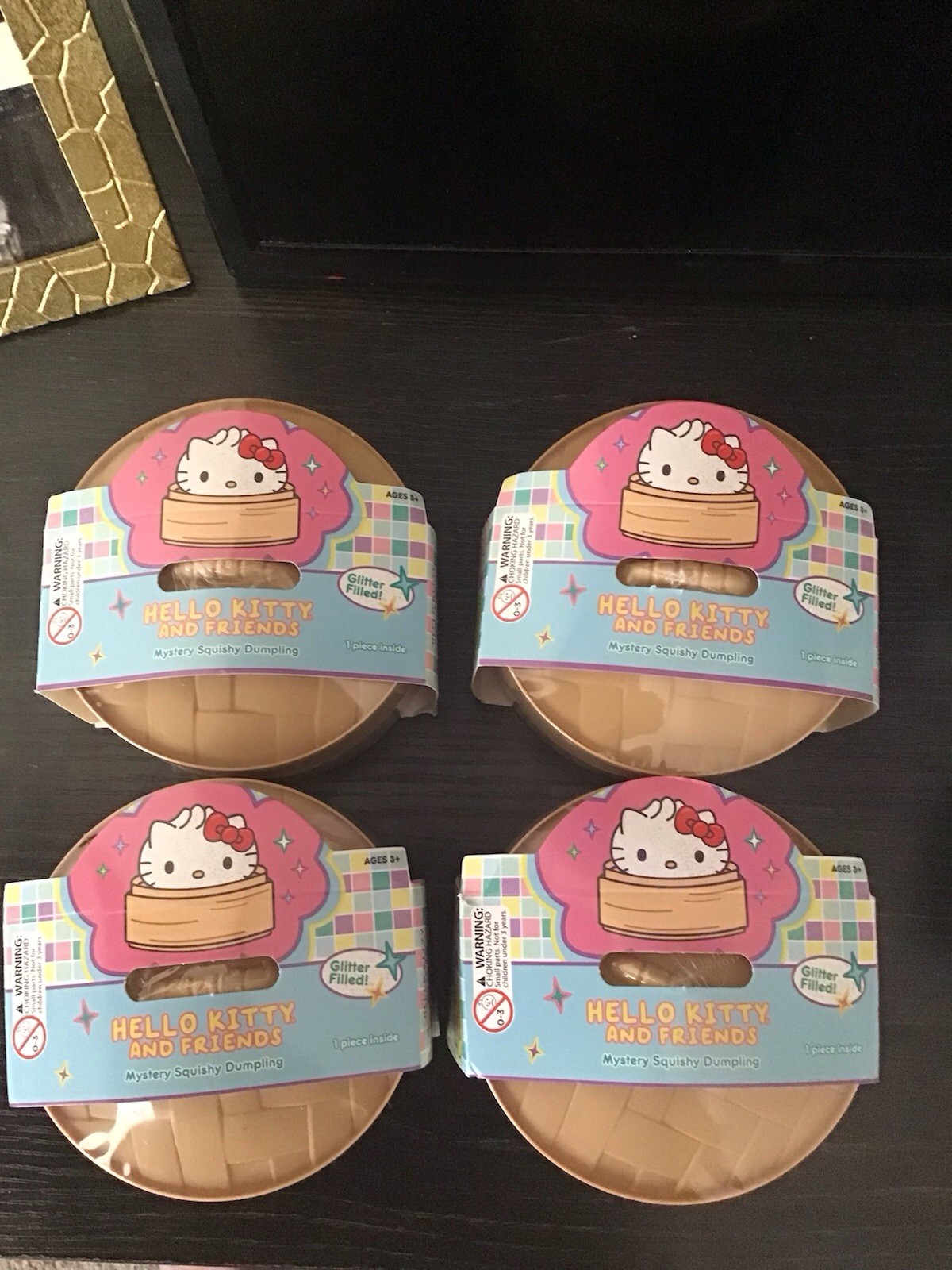 RARE Viral Mystery Dumplings Hello Kitty Glitter Filled Lot Of 4