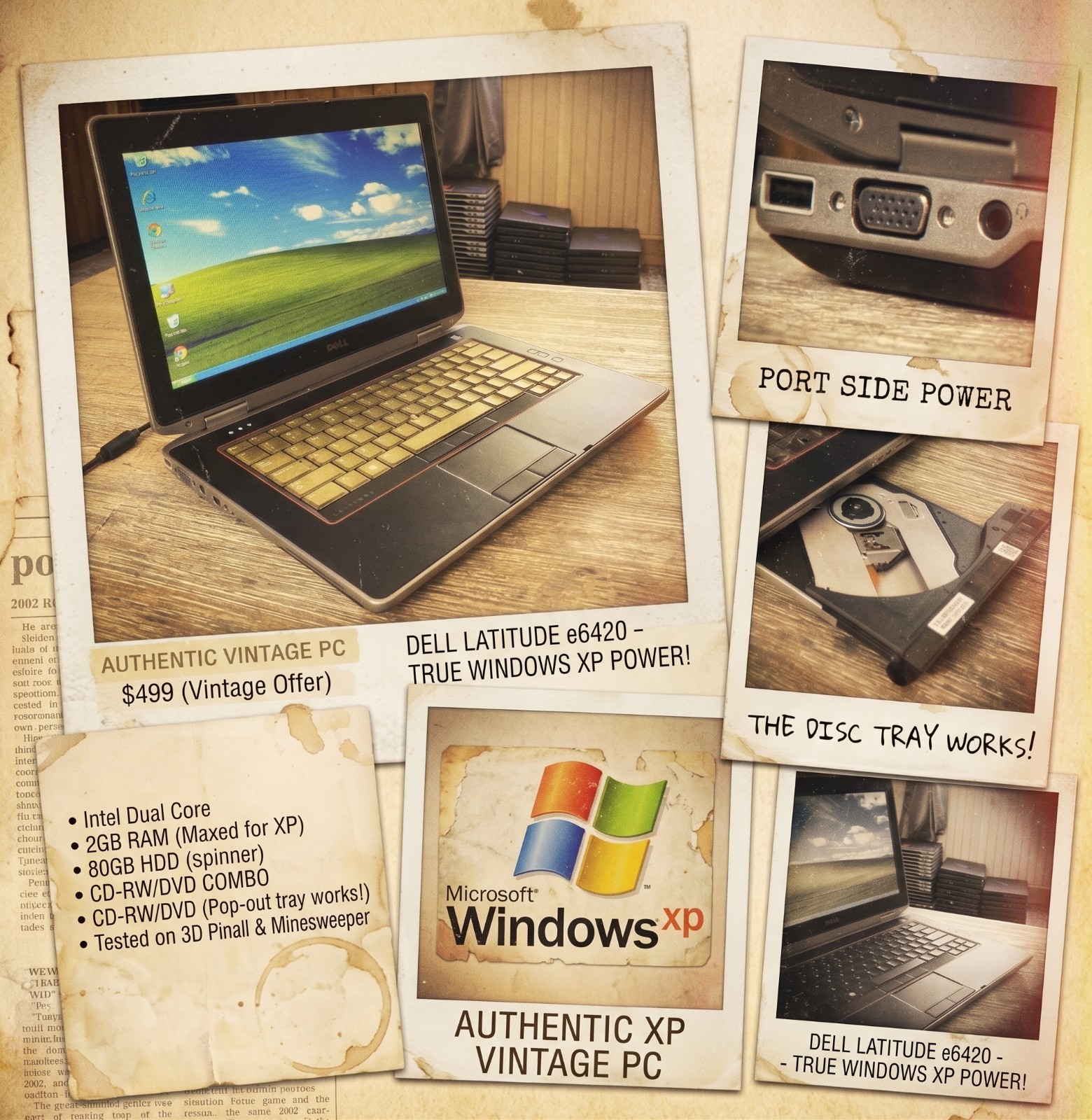 Clean Dell E6420/30 Vintage Windows XP 32 Bit Laptop  i5 2ghz 4gb 80gb DVDRW 