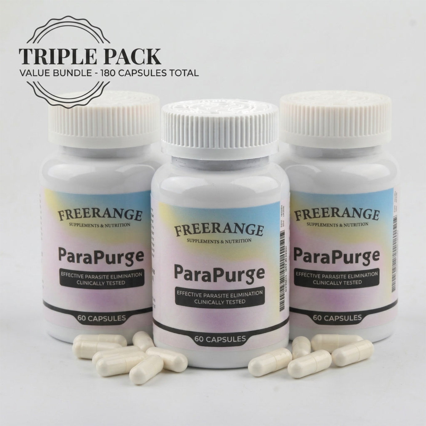 3 Pack FreeRange ParaPurge Parasite Cleanser, 60 Capsules Supplement