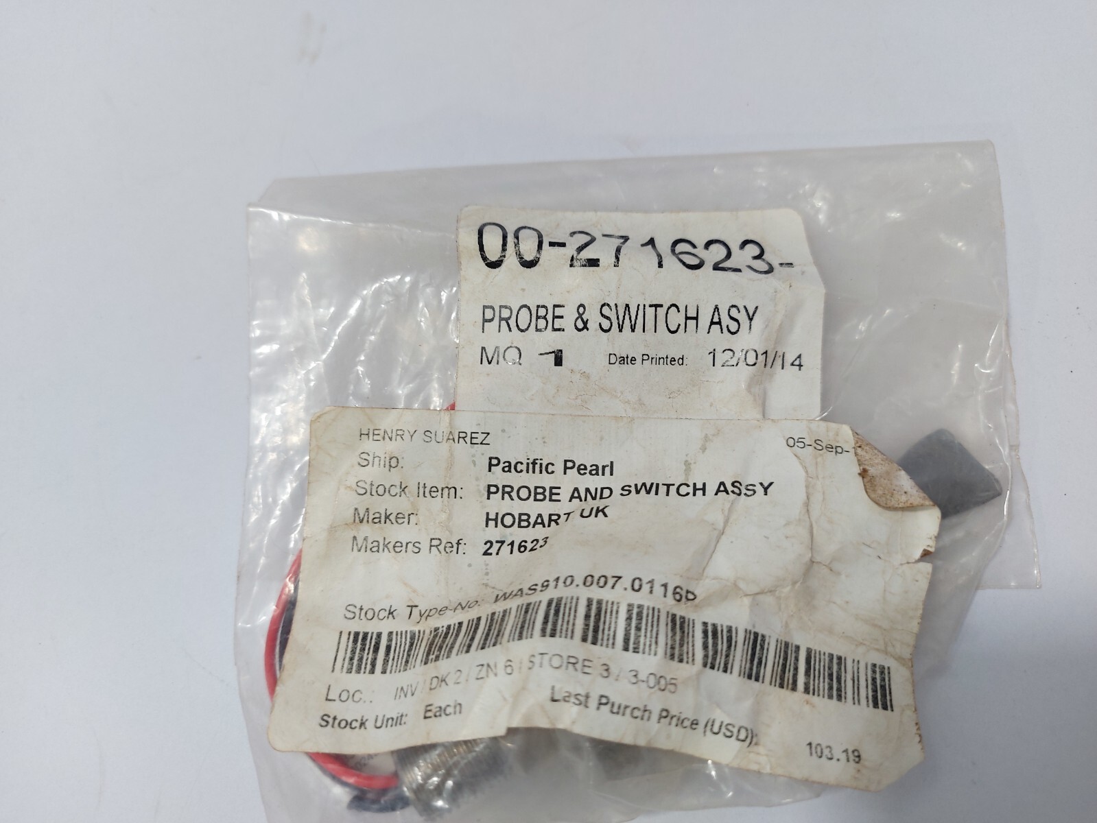 Hobart 00-271623 Probe Switch Assy / Hobart 271623