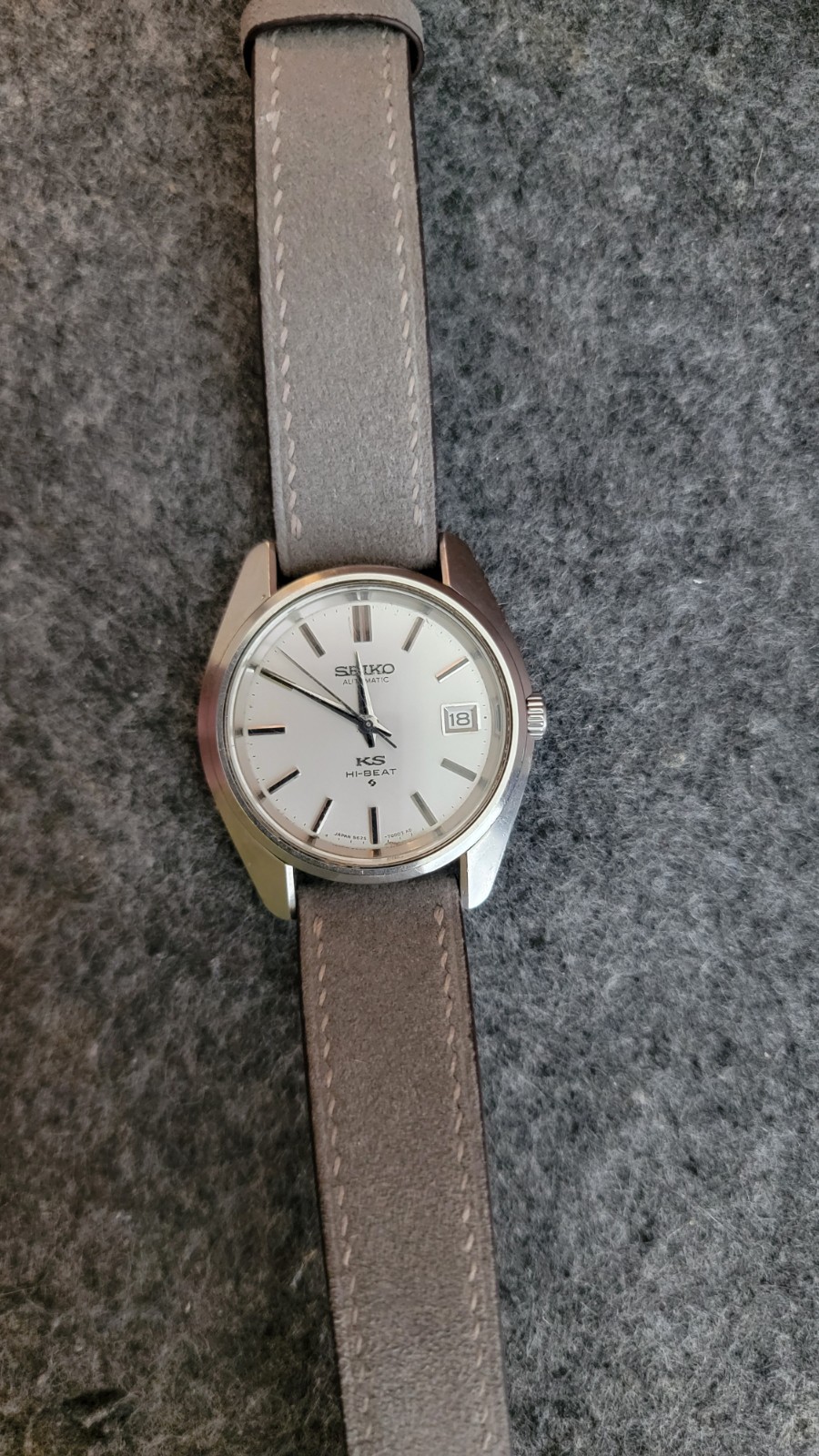 1969[EXC+5] Vintage KING SEIKO 5625-7000 KS Hi-Beat Silver Men's Watch