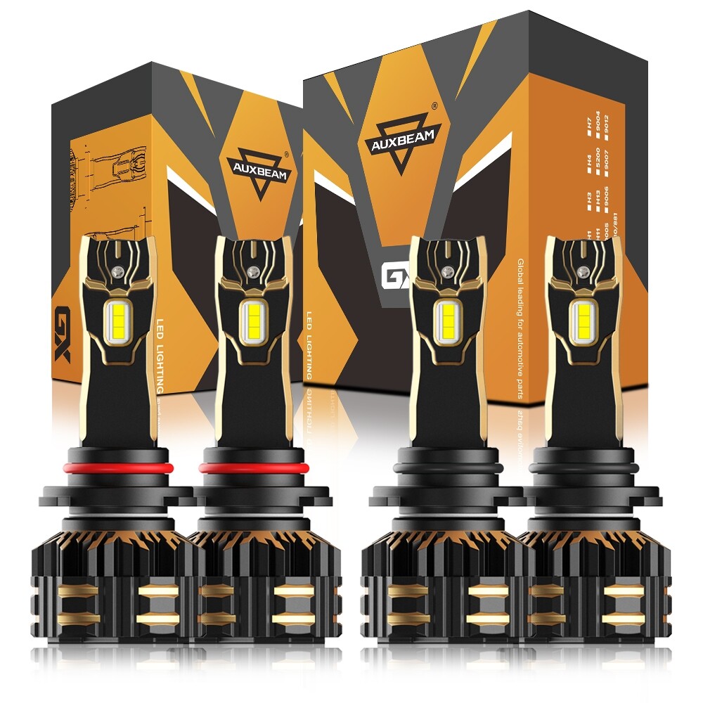 AUXBEAM Canbus LED Headlight 4 Bulbs 9005 9006 High Low Combo Super Bright White