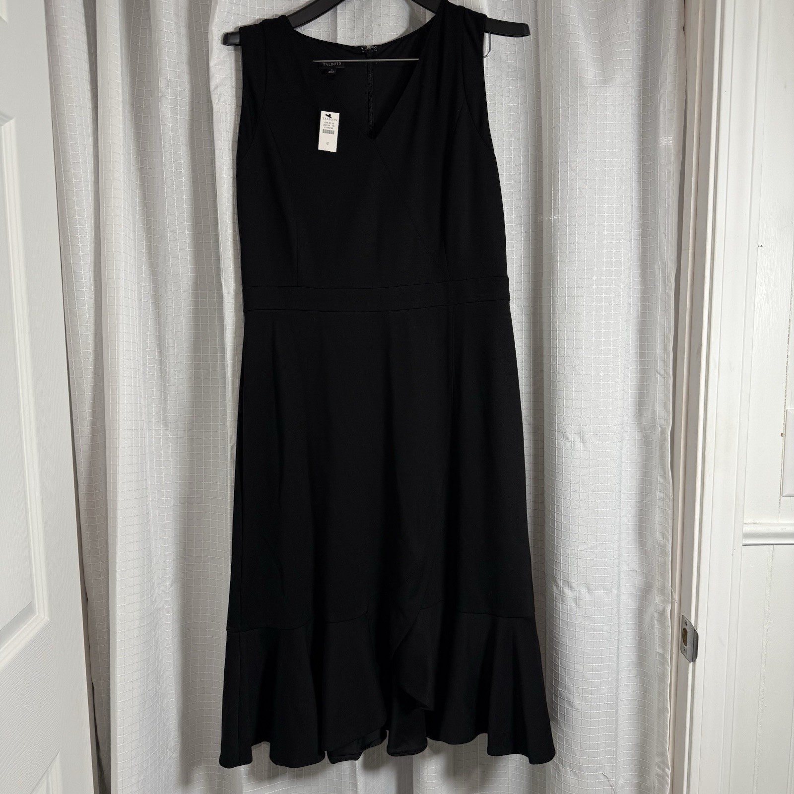 Talbots Dress Ponte Flounce Hem Women’s 8 LBD Quiet Luxury Capsule Wardrobe NWT