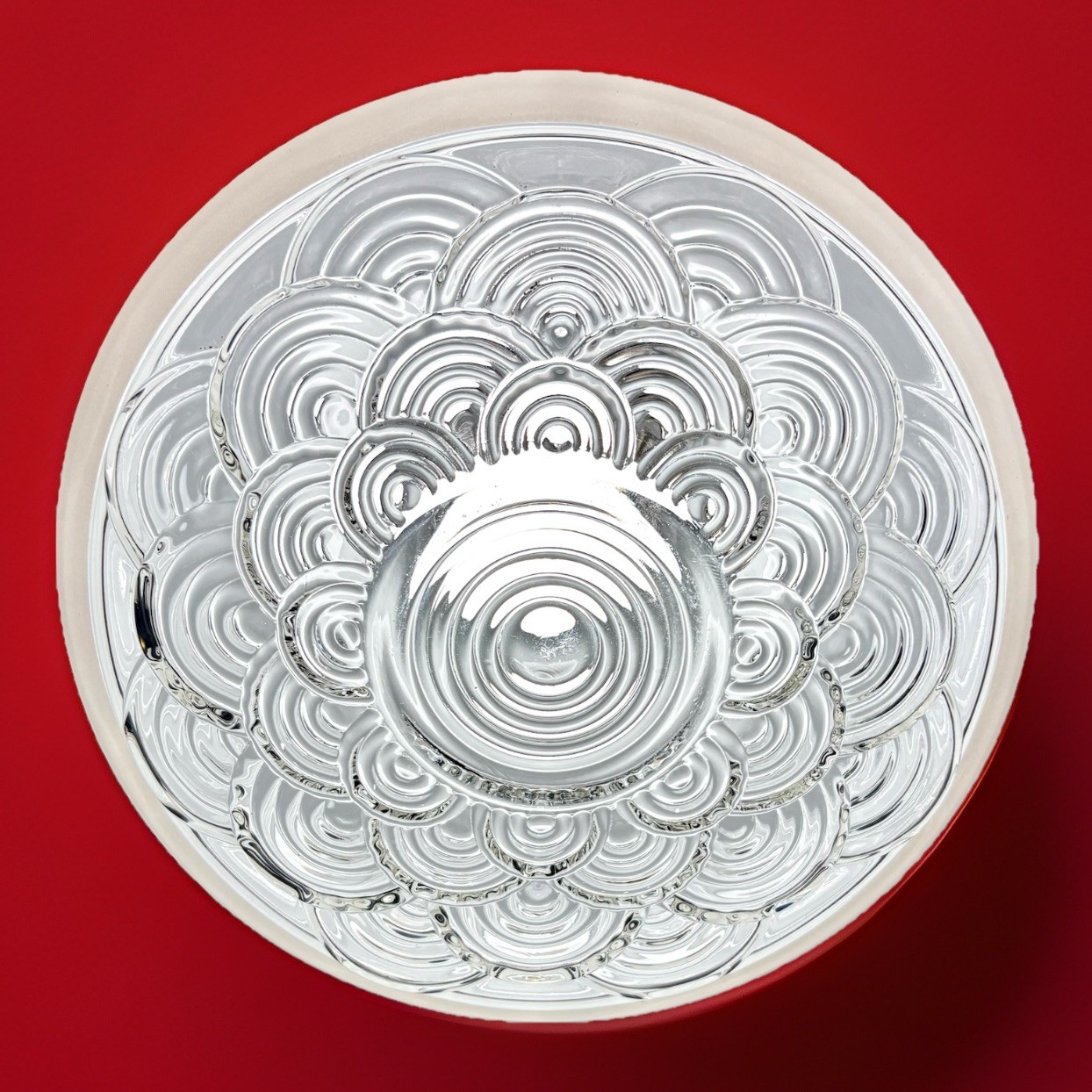Vintage Art Deco 1940s-50's Atomic Retro Glass Shade Ceiling Light Fixture