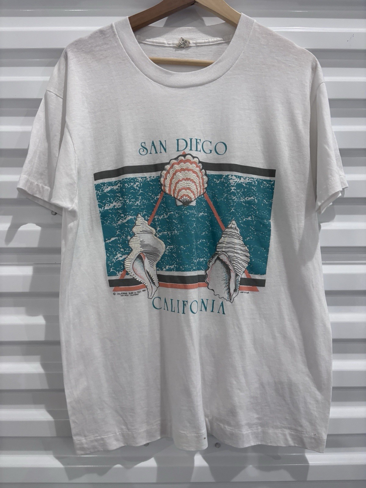 Vtg 80s San Diego California Seashell Shirt Screen Stars Unisex XL Single Stitch Vtg 80s San Diego California Seashell Shirt Screen Stars Unisex XL Single Stitch