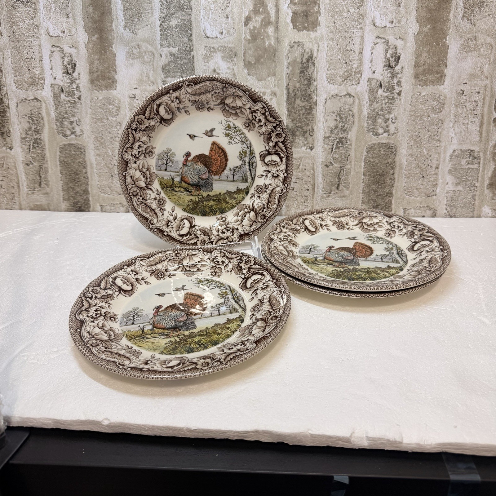 LEGEND British Heritage Thanksgiving Turkey Floral Border Salad Plates Set 4 LEGEND British Heritage Thanksgiving Turkey Floral Border Salad Plates Set 4
