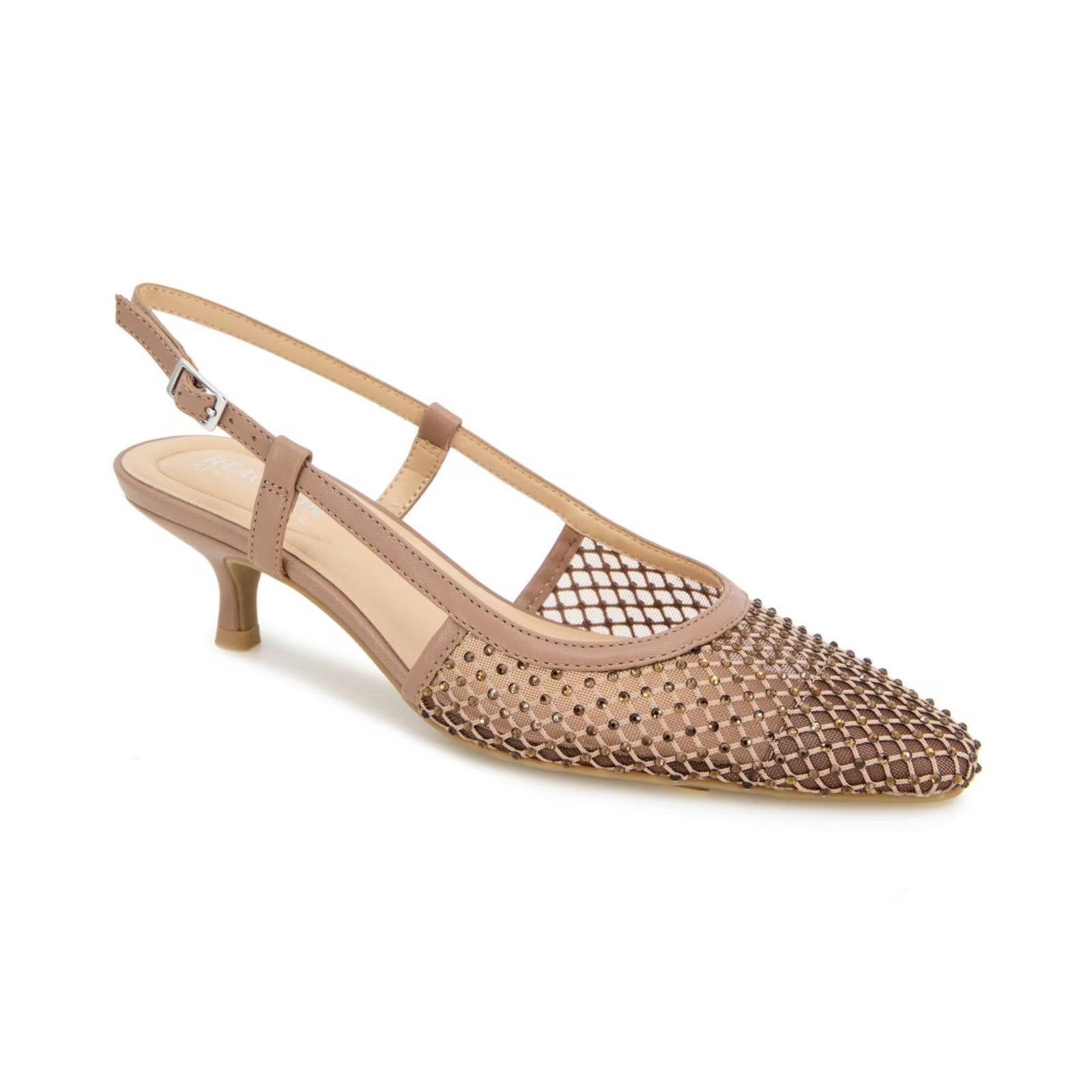 Women\'s Maggie Mesh Slingback Sandals Tan Crystal Mesh SZ 7.5