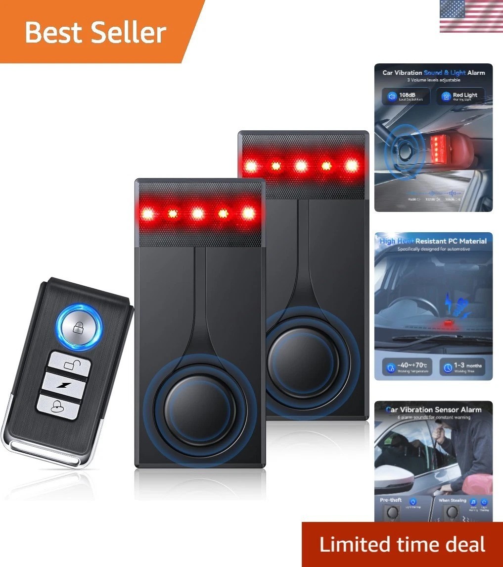 Magnetic Install 108dB Car Alarm System - Remote Controlled Anti-Theft Device