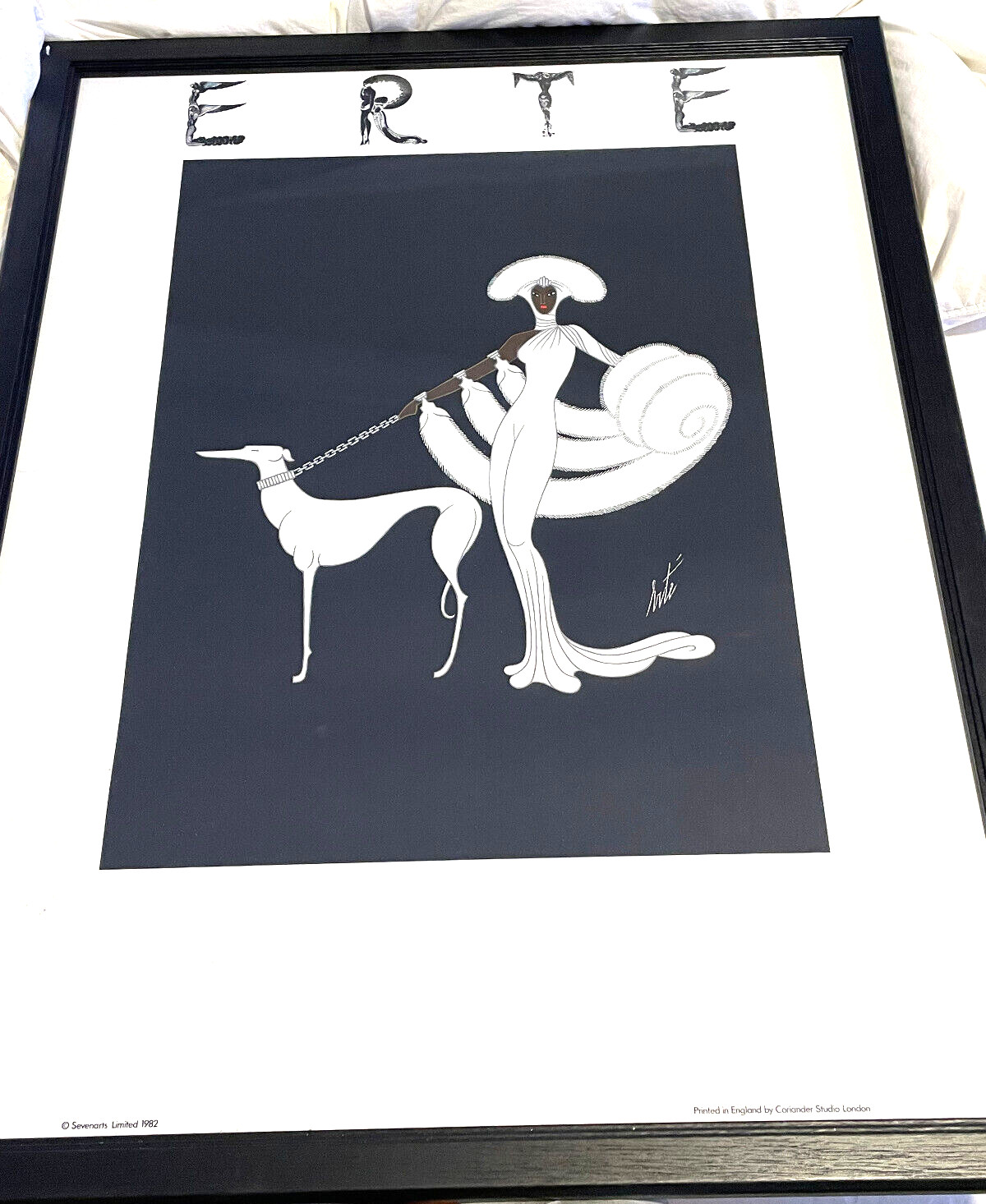 🔥 Erte (Romain de Tirtoff) (French, 1892-1990) Ebony in White Seriograph 34x26