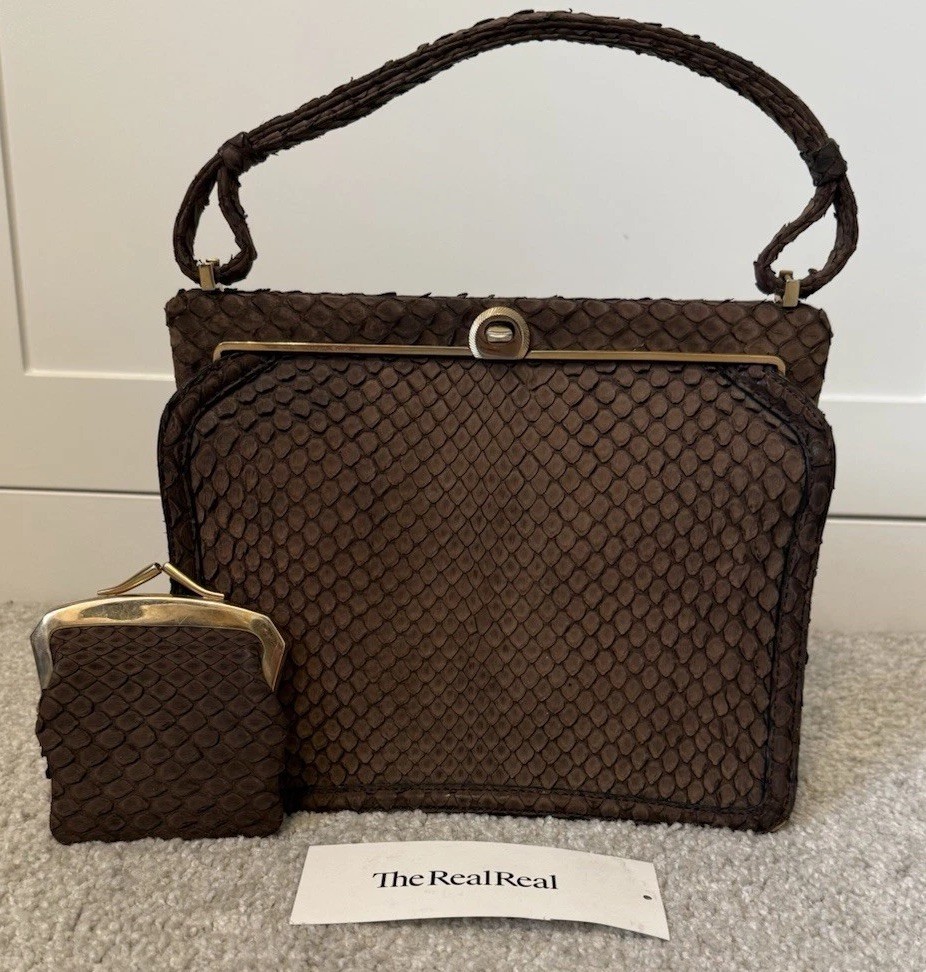 Loewe Vintage Python Bag - Brown - Late 1950s-Early 1960s - Amazing + Authentic