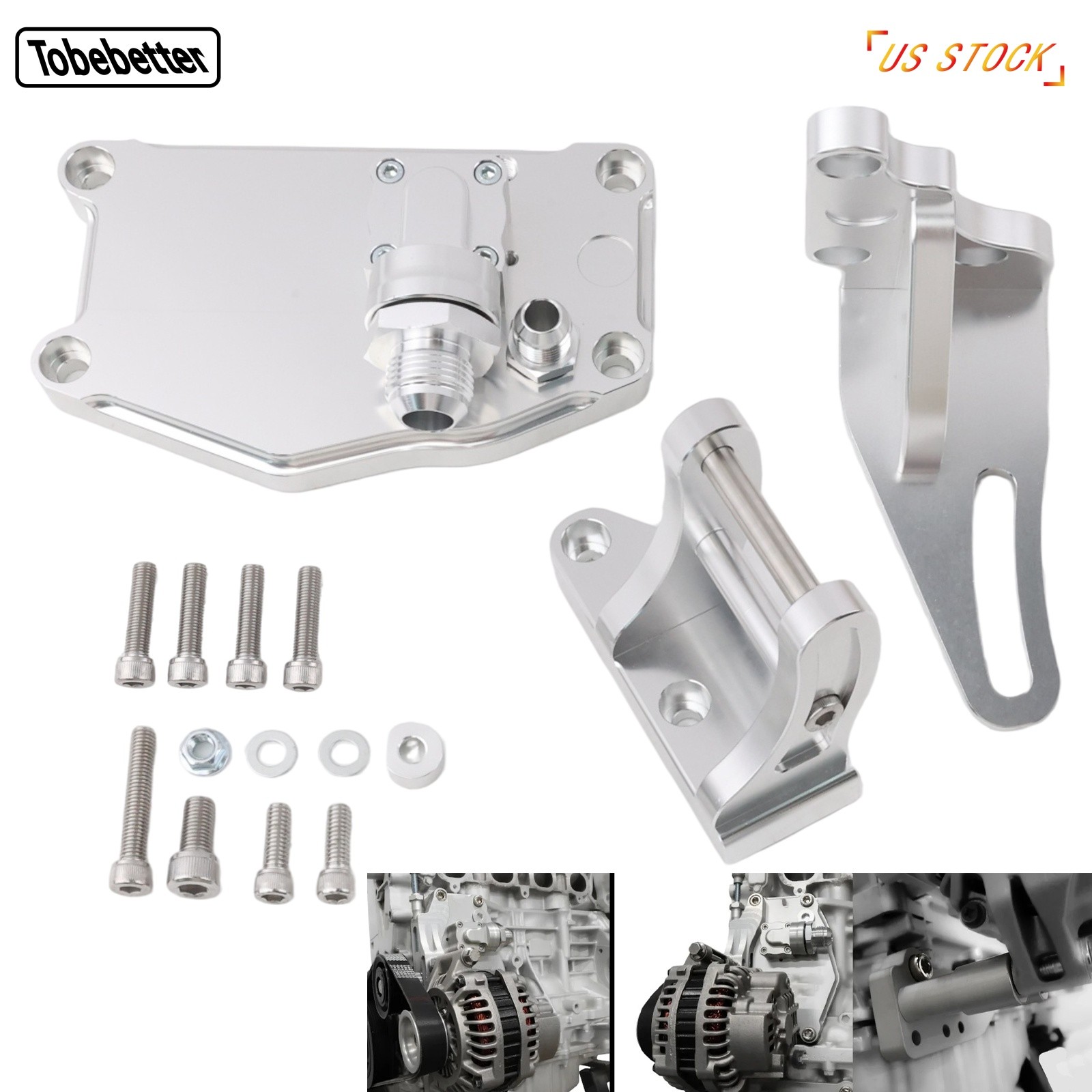 Electric Water Plate Kit Alternator Brackets Fittings K20/K24 K Series Billet US