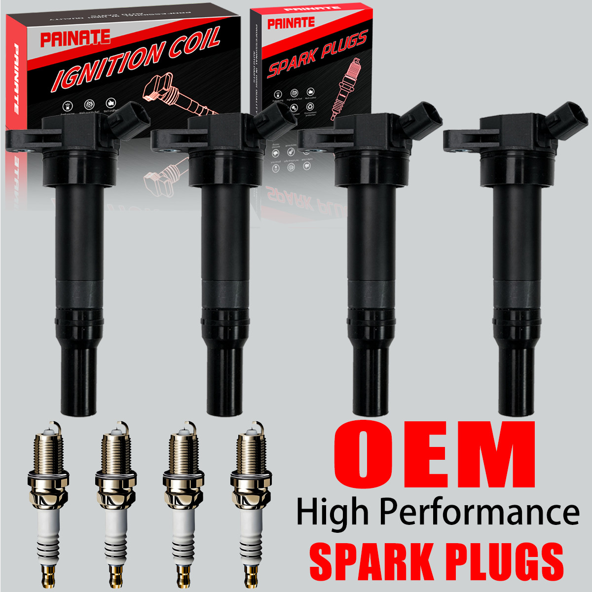 4X Brand OEM Ignition Coil & 4X Iridium Spark Plug For Hyundai Elantra Kia UF651
