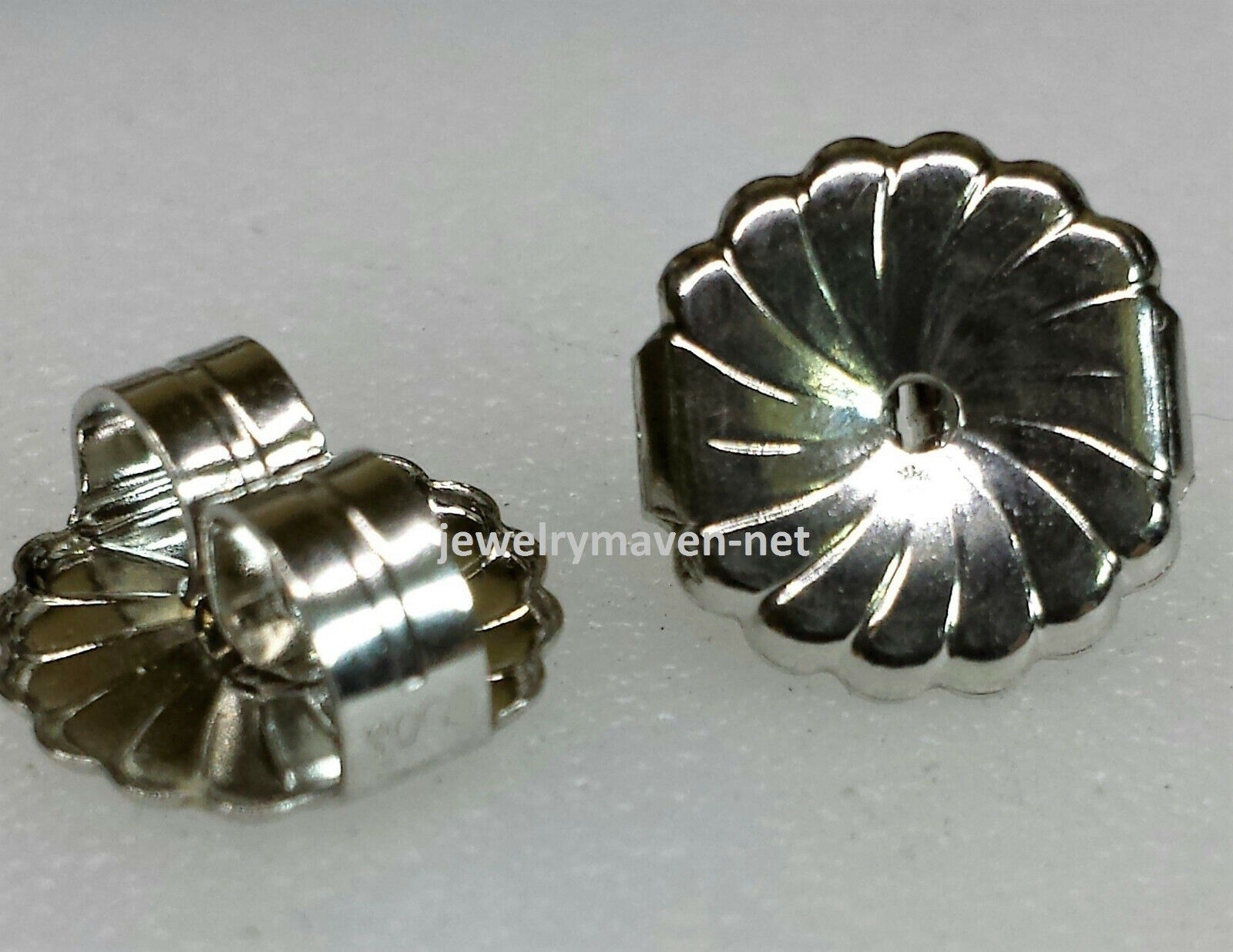 PAIR Jumbo 9.4mm LARGE 14k White Gold Monster Earring Friction Push backs Nuts PAIR Jumbo 9.4mm LARGE 14k White Gold Monster Earring Friction Push backs Nuts