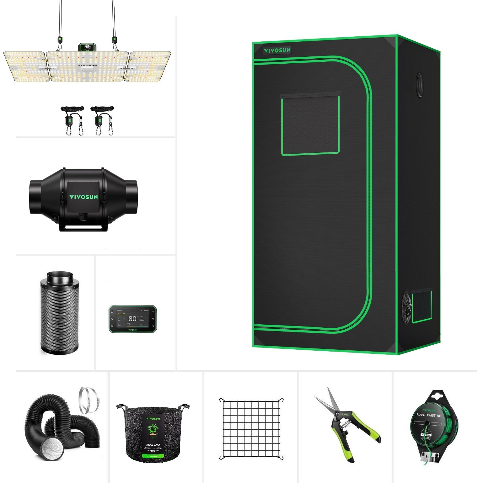 VIVOSUN S336 Smart Grow Tent Kit w/ 200W LED Grow Light & G4 Fan Wifi-Control