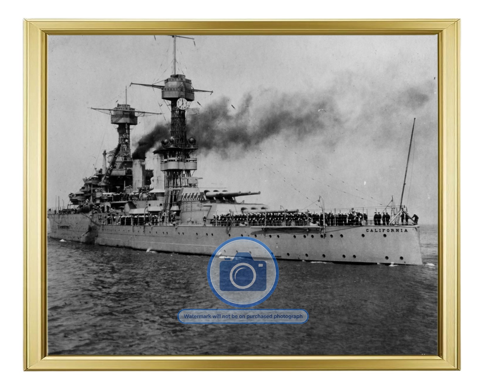 USS CALIFORNIA BATTLESHIP BB 44 US NAVY 1921 8X10 GOLD FRAMED PHOTO