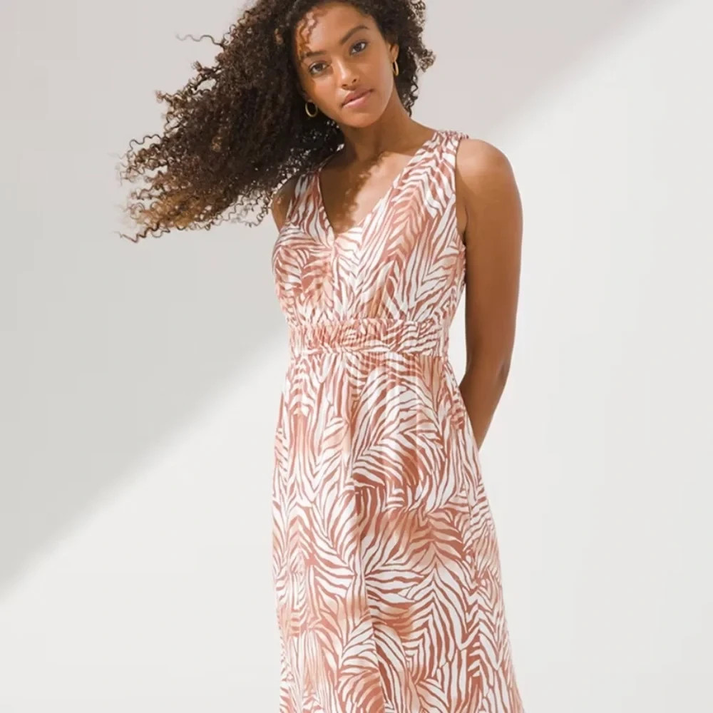 SOMA Weekend Zebra Print Soft Sleeveless V-Neck Dress Built in Bra Size XL SOMA Weekend Zebra Print Soft Sleeveless V-Neck Dress Built in Bra Size XL
