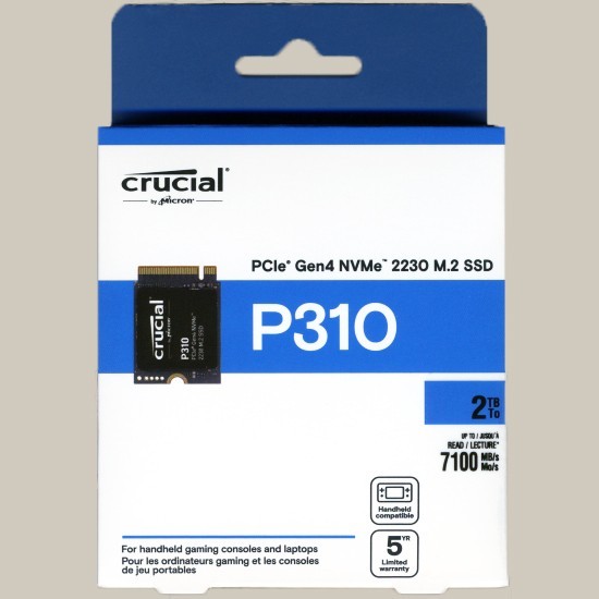 Crucial P310 2TB PCIe Gen 4 x4 7100 MB/s M.2 2230 NVMe SSD (CT2000P310SSD2) Crucial P310 2TB PCIe Gen 4 x4 7100 MB/s M.2 2230 NVMe SSD (CT2000P310SSD2)