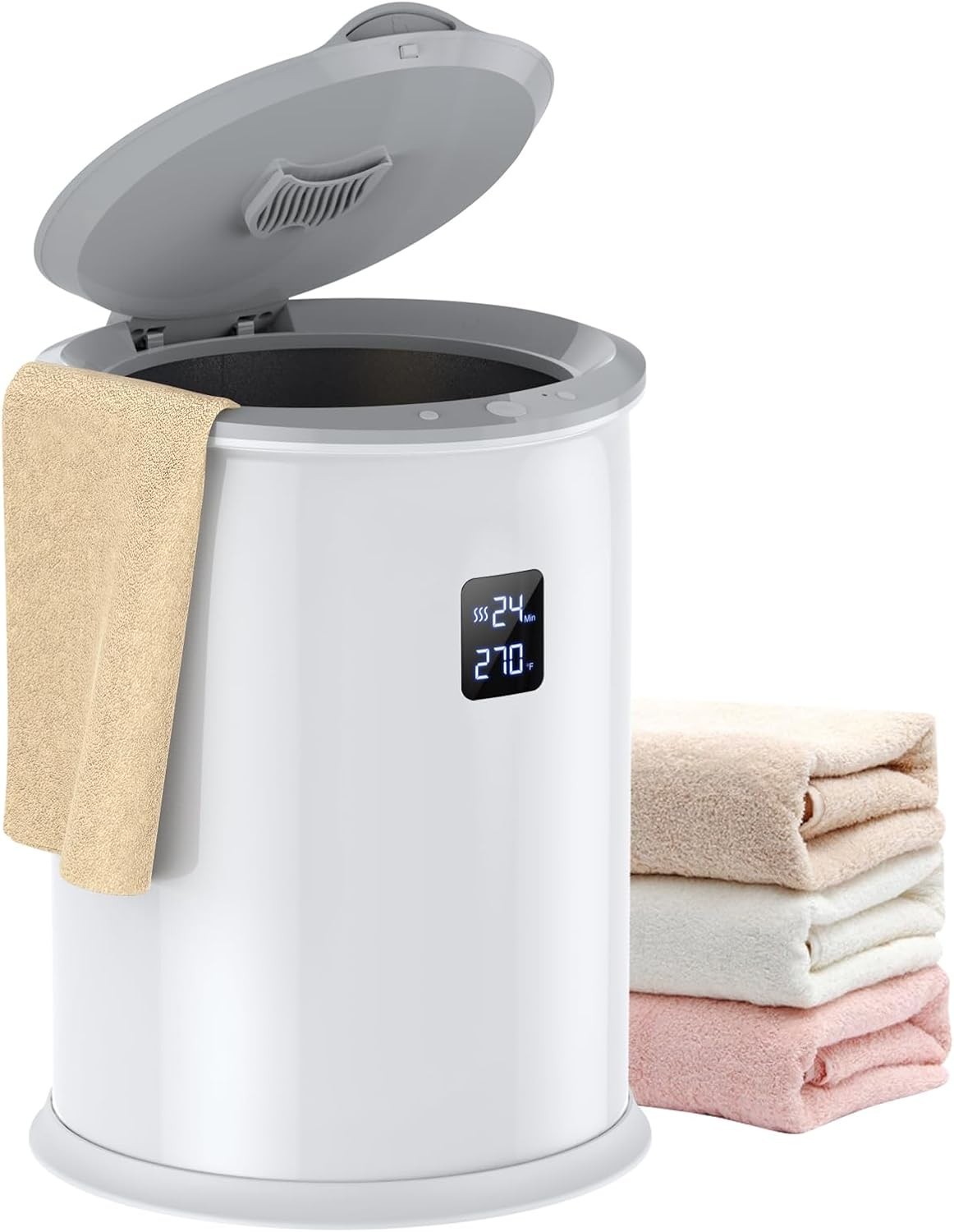 Smart Towel Warmer Bucket 20L Large Heated Towel Warmer Bathroom LED Timer White Smart Towel Warmer Bucket 20L Large Heated Towel Warmer Bathroom LED Timer White