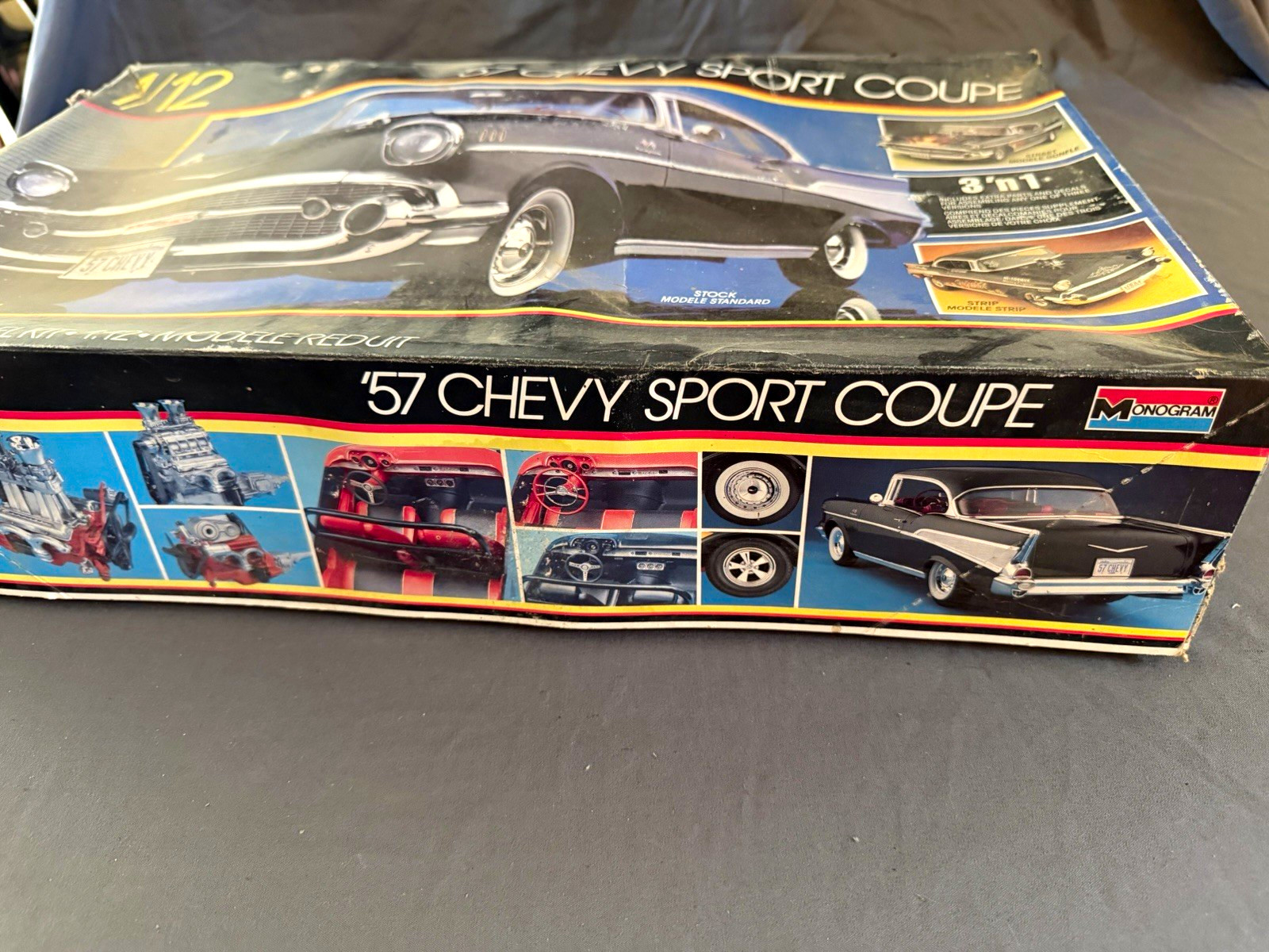 Vintage Monogram 1957 Chevy Sport Coupe 1/12 Scale Built Model Kit #2800 Box Vintage Monogram 1957 Chevy Sport Coupe 1/12 Scale Built Model Kit #2800 Box