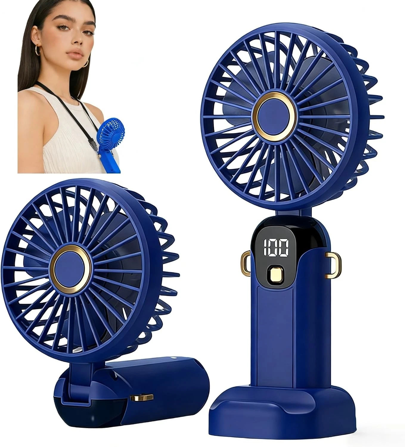 Mini Handheld Folding Fan Portable Desk Fan USB Rechargeable Cooling Fan