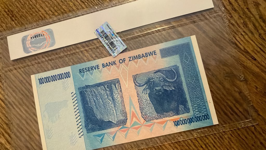 ZIMBABWE 100 TRILLION DOLLAR AA SERIES CIRCULATED AUTHENTIC NOTE PRESALE 10-DAY