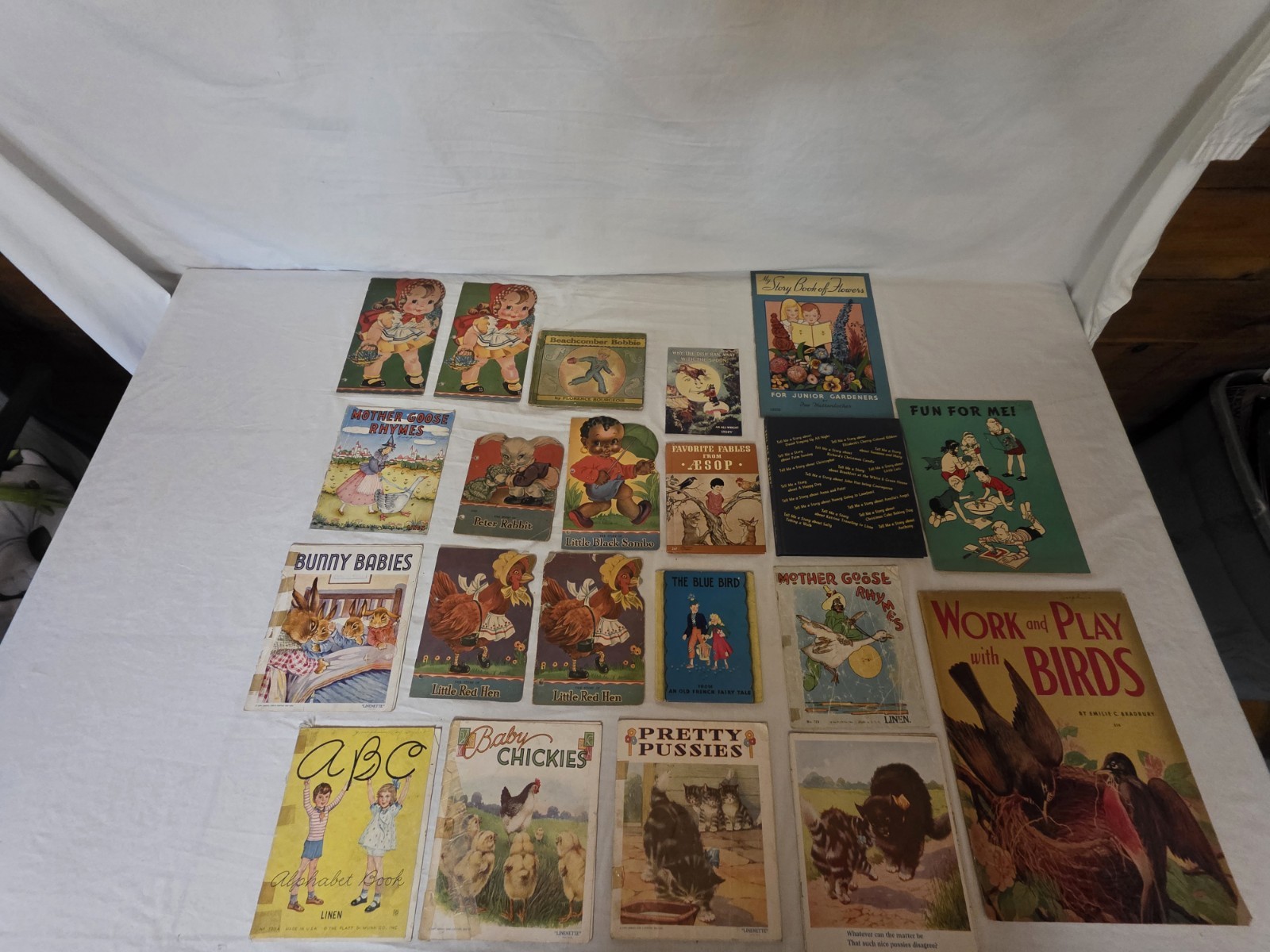 1930s 1940s Vintage Childrens Book Lot Linenette Mother Goose Peter Rabbit Sambo 1930s 1940s Vintage Childrens Book Lot Linenette Mother Goose Peter Rabbit Sambo