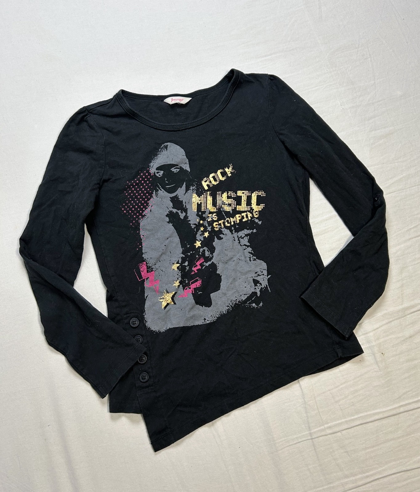 VTG Avril Lavigne Style Y2K Mall Goth Babydoll Long Sleeve S Frutiger Aero Scene