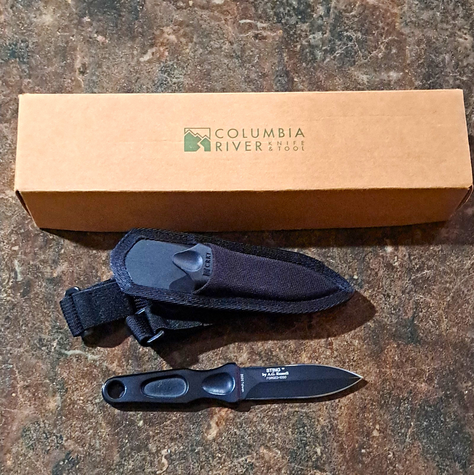 CRKT Sting Fixed Blade Knife, Drop Point Plain Edge Black Blade, Sheath CRKT Sting Fixed Blade Knife, Drop Point Plain Edge Black Blade, Sheath