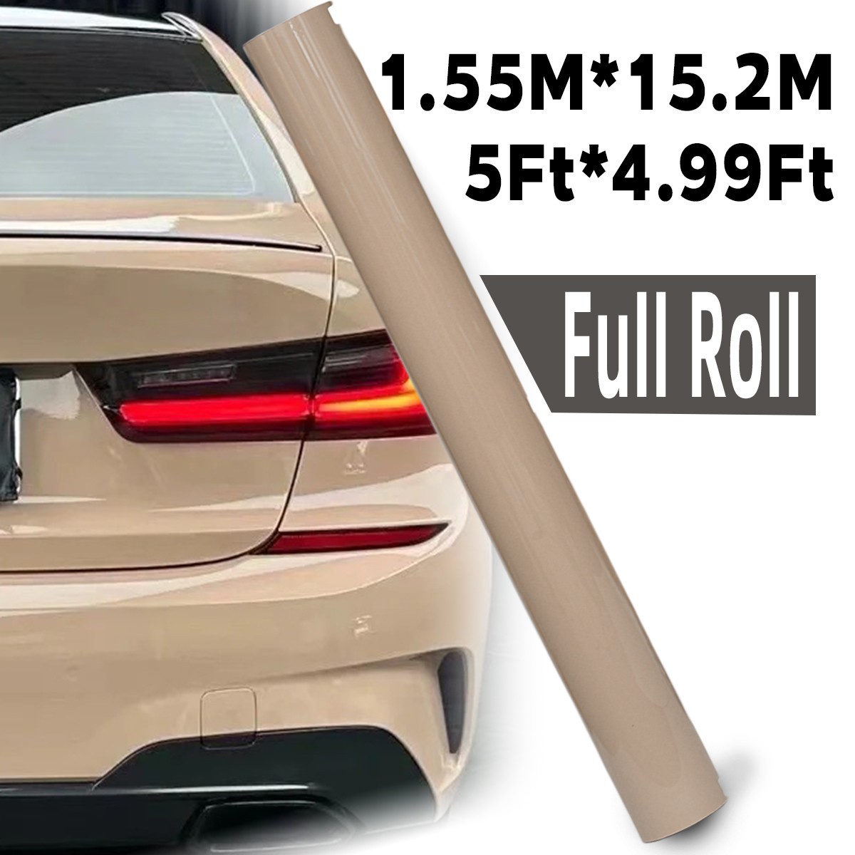5FTx50FT PET Crystal Beige Latte Vinyl Wrap US Stock Gloss Automotive Wrap