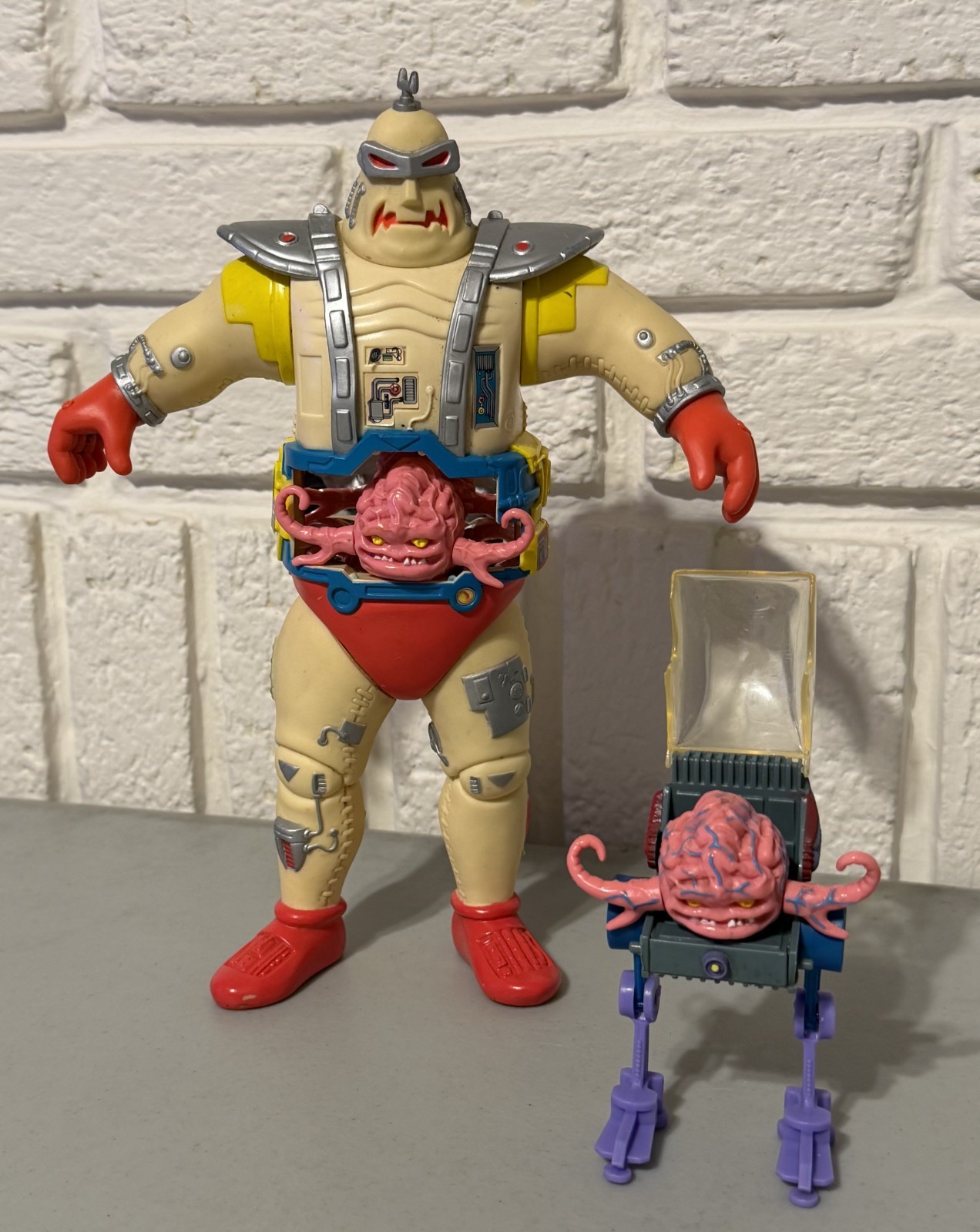 Vintage 1991 Playmates TMNT Giant Krangs Android Body 11\'\' No Door & 1989 Brain