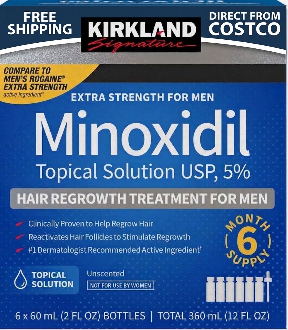 Kirkland Minoxidil 5% Extra Strength Men 6 Month Supply Hair Regrowth