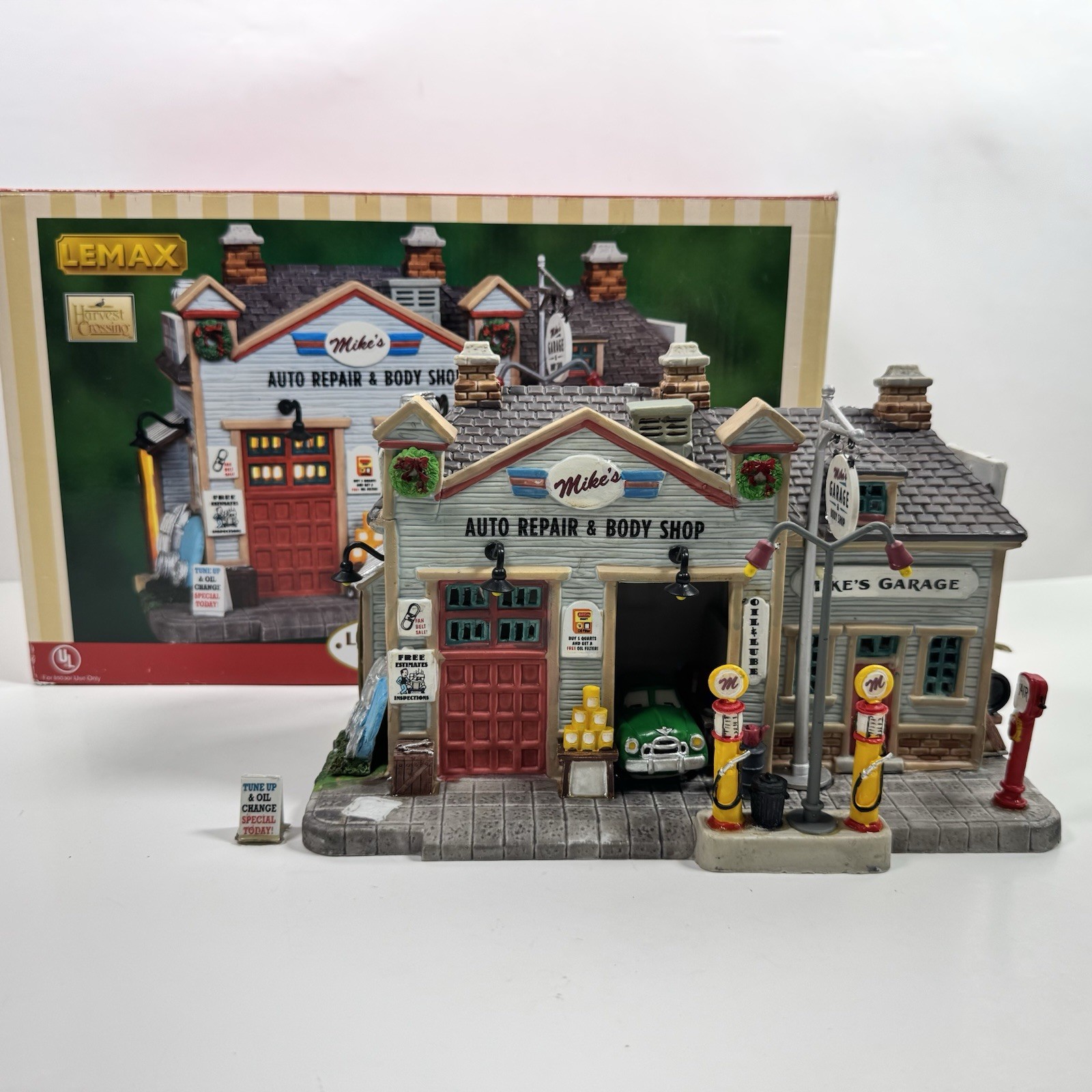 Lemax Village Collection Mike’s Auto Repair & Body Shop Lighted Building 9100405