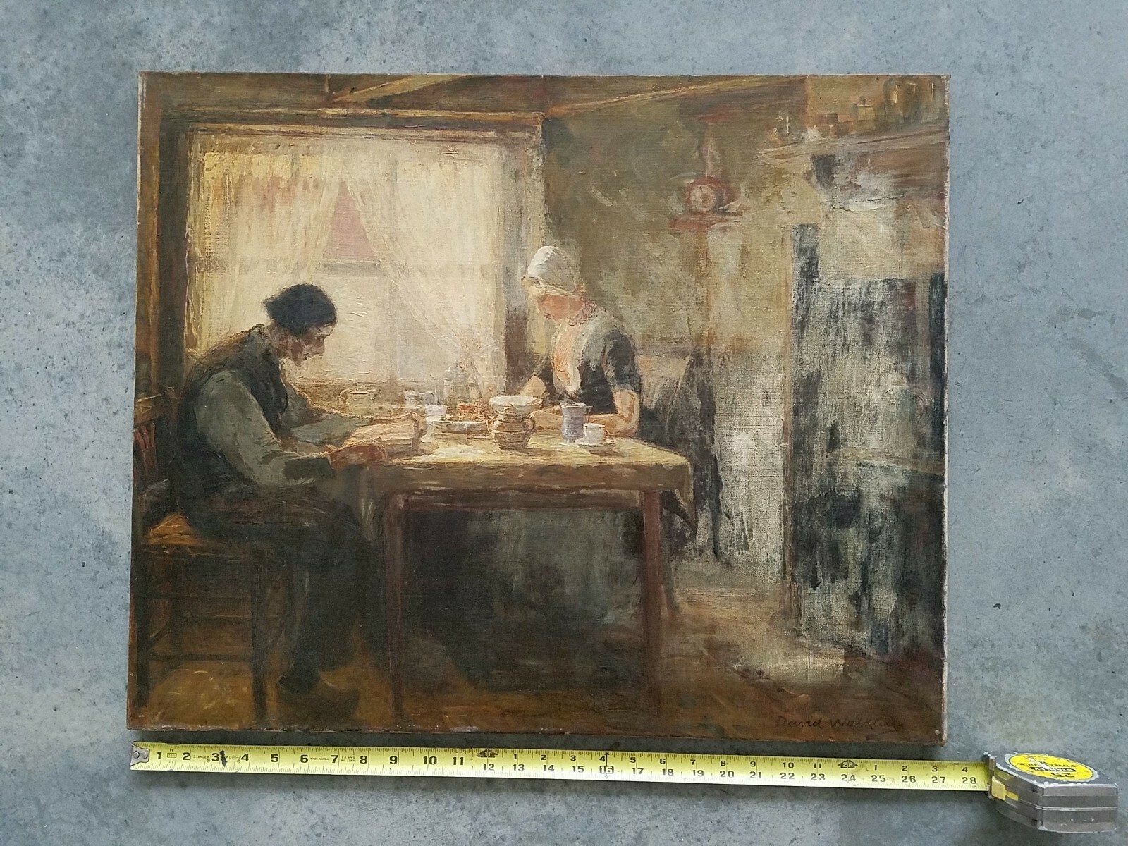 Original 19th oil on canvas painting by David Walkley Interior AMERICANA 22 X 27 Original 19th oil on canvas painting by David Walkley Interior AMERICANA 22 X 27