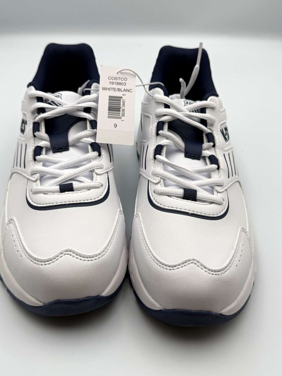 K-Swiss Men’s White/Navy Low Top Lace Up Solid Athletic Sneaker Rubber K-Swiss Men’s White/Navy Low Top Lace Up Solid Athletic Sneaker Rubber