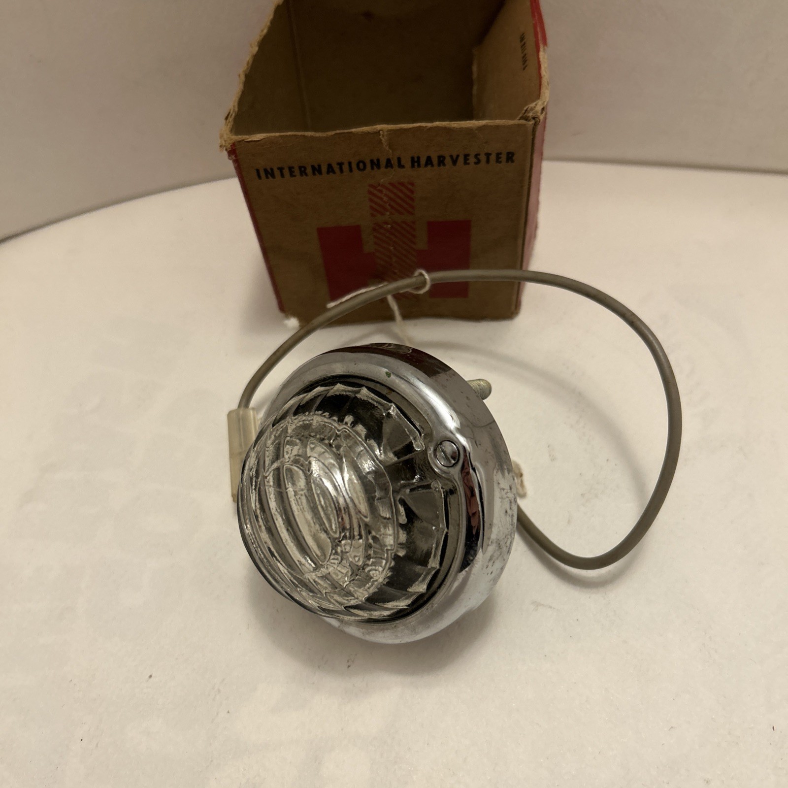 Vintage International Harvester Truck Utility Light Lens Cover Glass/Chrome Body Vintage International Harvester Truck Utility Light Lens Cover Glass/Chrome Body