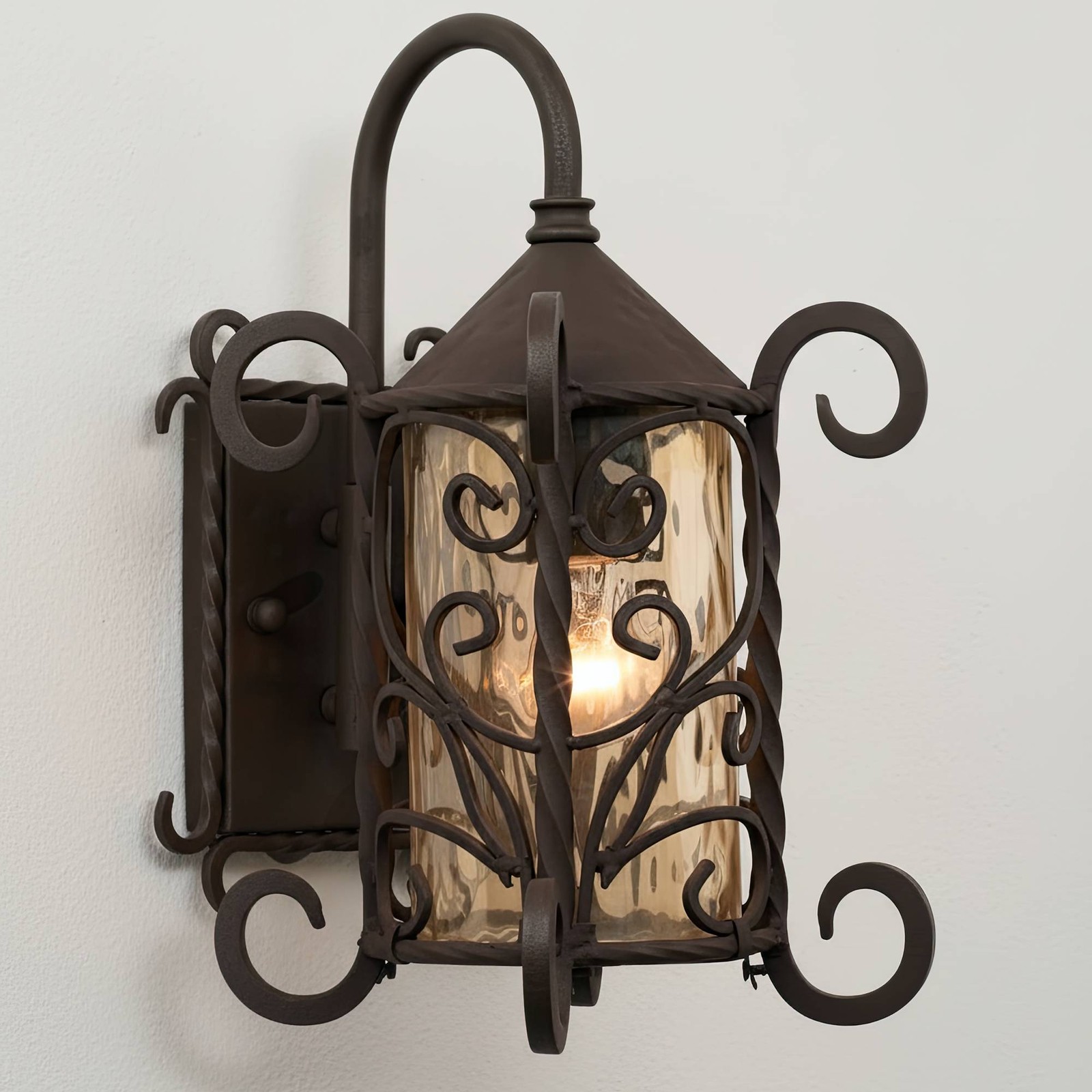 Casa Seville Vintage Outdoor Wall Light Fixture Dark Walnut Iron Scroll 13 1/4\