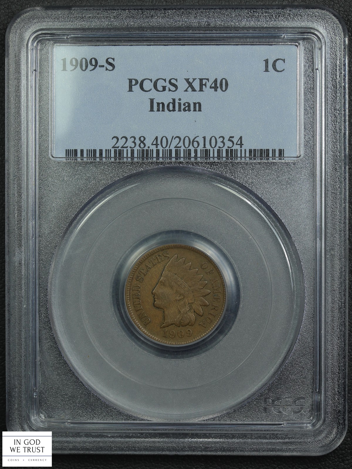 1909 S Indian Head Copper Cent 1C PCGS XF 40 1909 S Indian Head Copper Cent 1C PCGS XF 40