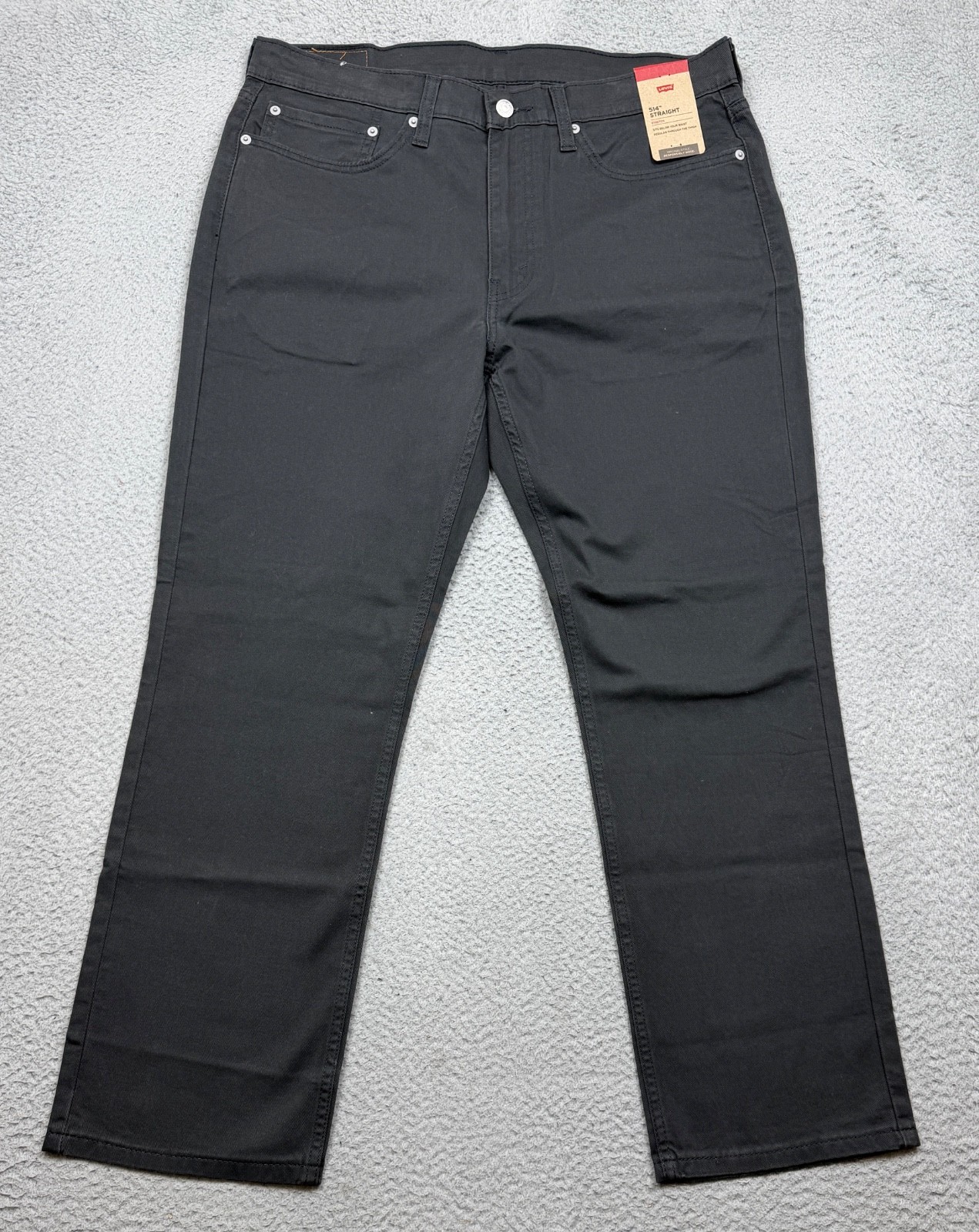Levis 514 Jeans Mens 36x29 Black Stretch Straight Leg Dark Wash NWT