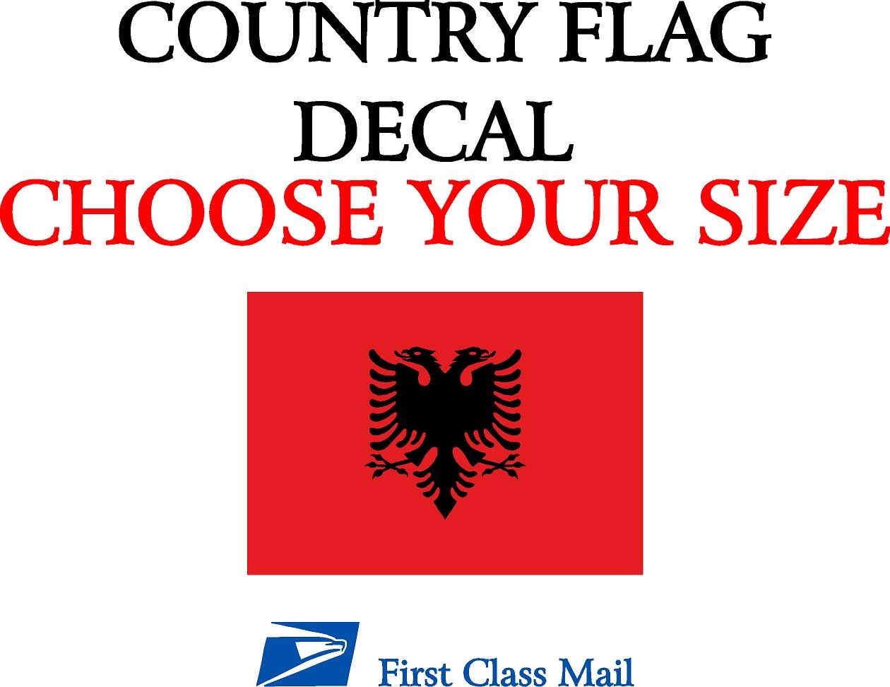 ALBANIA COUNTRY FLAG, STICKER, DECAL, 5YR VINYL, STATE FLAG