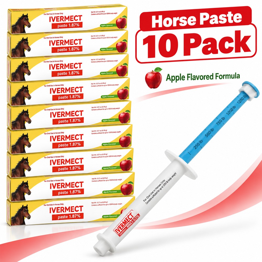 10 Pack New Paste Wormer Horse Dewormer Apple Flavor US 