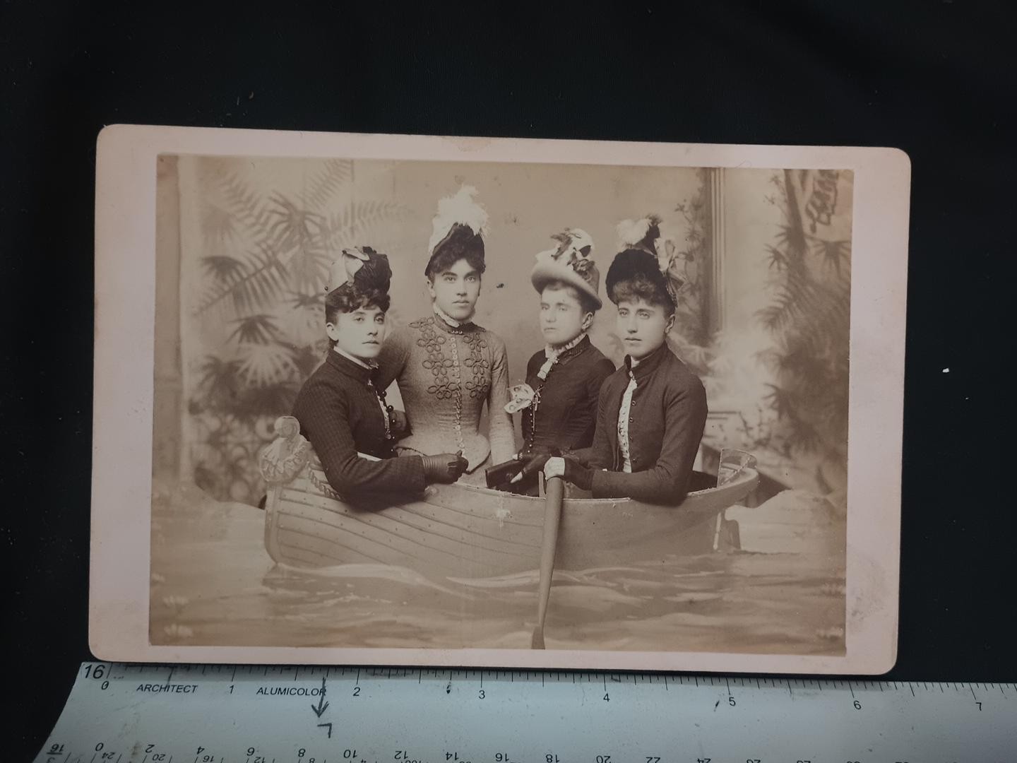 Antique 1890s Cabinet Photo 4 Victorian Women Rowboat J Huessgen Wisconsin...