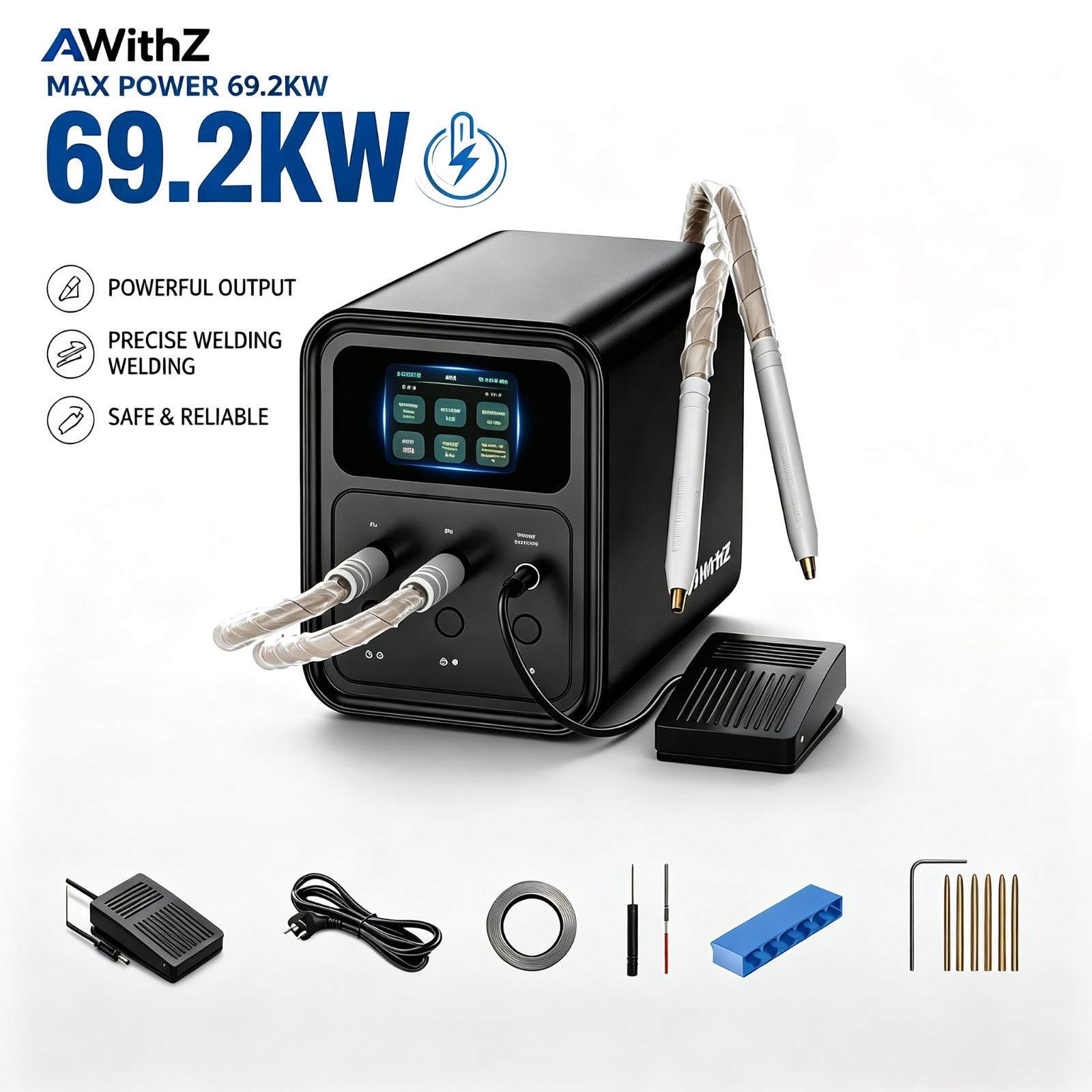 AWithZ P120D 69.2KW Capacitor Spot Welder 6590A 999 Gears for LiFePO4 Battery