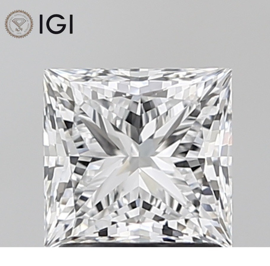 IGI Certified Lab Grown CVD Diamond PRINCESS Cut 0.75 Ct E Color VS1 Clarity